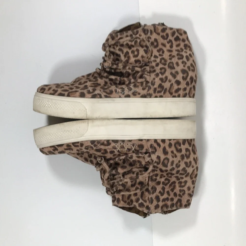 Very G Ursula Leopard Print Lace Up Side Zip Hidden Wedge Womens US 7 UK 5 EU 37